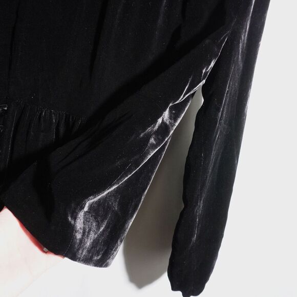 VTG Aris A Black Velvet Blazer Silk Blend Jacket Womens L Dark Academia Vamp SEE - Picture 10 of 12